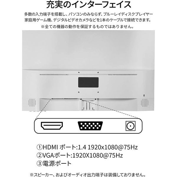 JAPANNEXT 23.8インチ 液晶モニター JN-238I75F-W 1台 - アスクル