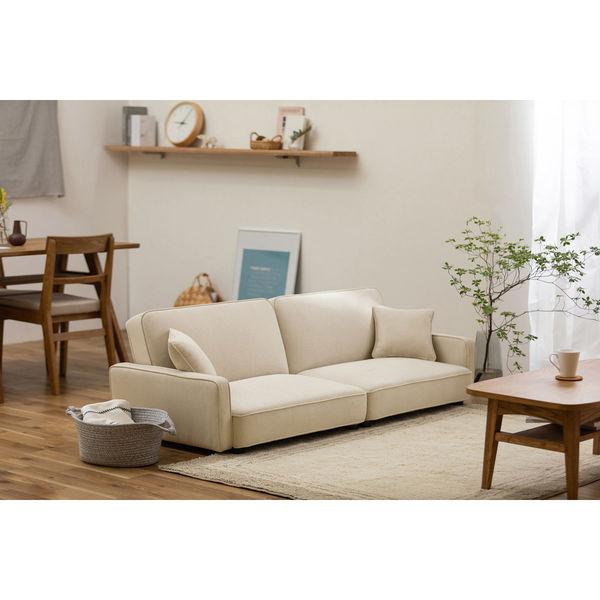 アイリスオーヤマ 2人掛けリクライニングソファ アイボリー RSB-2S 1台