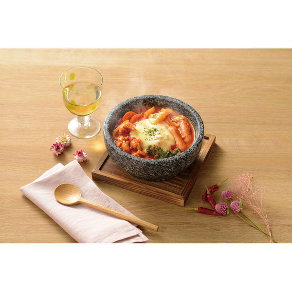 楽天市場】石焼ビビンバ鍋 18cm 天然石 焼き杉敷板付き ビビンバ