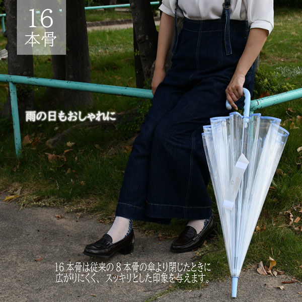 スギハラ 傘 60cm ジャンプ カラーグラス16本骨 ブルー (1セット:6本入