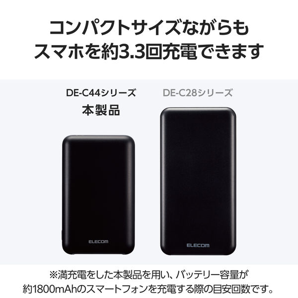 モバイルバッテリー 10000mAh 薄型 コンパクト PD 20W ブラック DE-C44