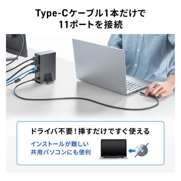 サンワサプライ - USB-CVDK11 USB Type-Cドッキングステーション(3画面出力対応)