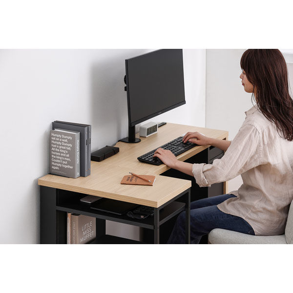 アイリスオーヤマ アイアンウッドデスク ブラック/アッシュブラウン IWD-790 1台 - アスクル