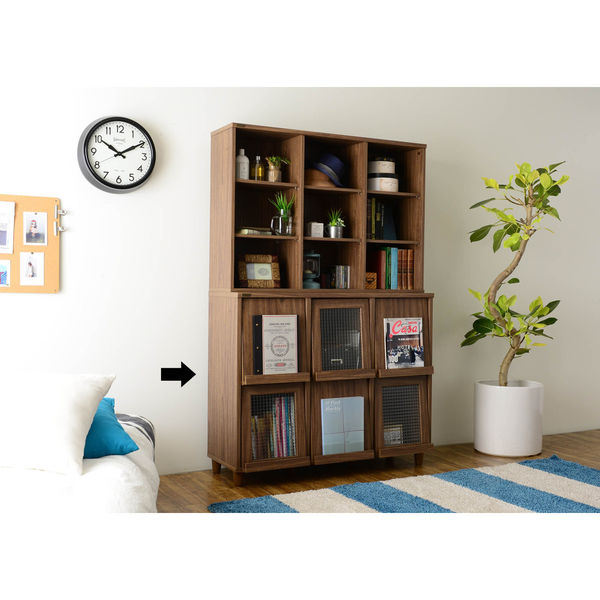 佐藤産業 NF ネフラス 6枚フラップ扉キャビネット ブラウン 幅1115