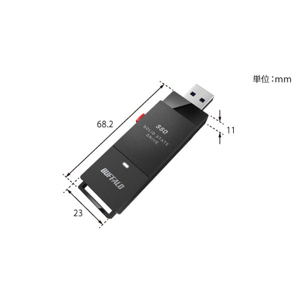 ポータブルSSD 500GB バッファロー 外付け 超小型 Type-Cコネクタ付