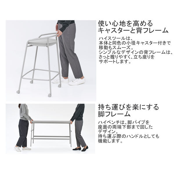 設置込】コクヨ エニー ハイスツール 背樹脂 キャスター ライト