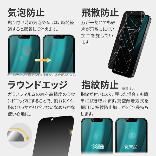 覗き見防止iPhone14ProMax 専用ガラス液晶保護フィルムアイホンケース