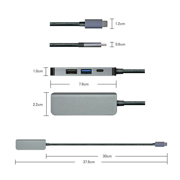 USBハブ Type-C接続 HDMI USB-A PD60W対応 30cm 1個 - アスクル USBハブ Type-C接続 HDMI USB-A PD60W対応 30cm 1個 - アスクル