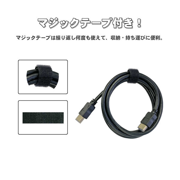 HDMIケーブル 3m 4K対応 マジックテープ付き RoHS指令 ノイズ対策 VV