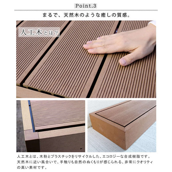 住まいスタイル エコフィール 人工木ウッドデッキ3台 ステップ