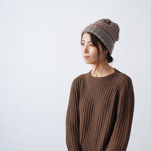 原ウール Knitworm 編み物キット 3-4 引き上げ模様の帽子キット