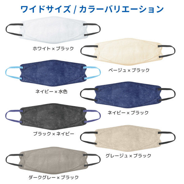 3D立体型マスク 5枚入 ワイド ダークグレー/黒 3袋セット