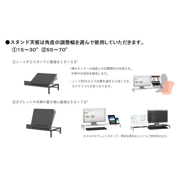 組立設置込】プラス スタンド付モニター台 机上用 幅900×奥行260×高さ