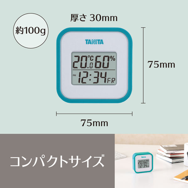 タニタ デジタル温湿度計 青 TT-558-BL 1セット（2個） - アスクル