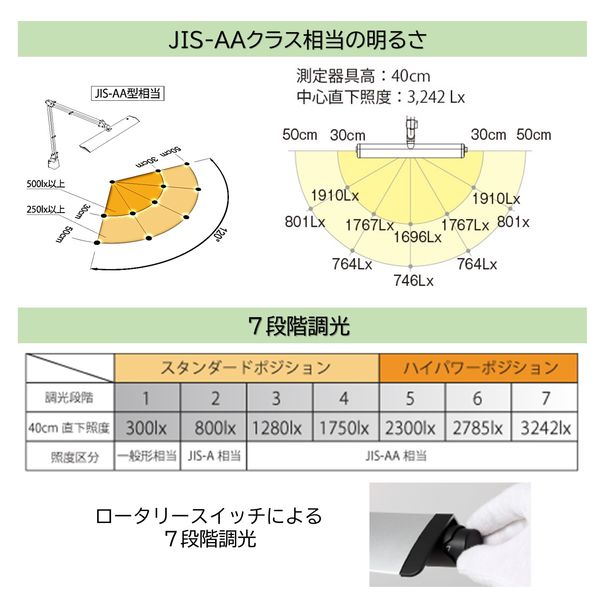 山田照明 Z-LIGHT LEDデスクライト シルバー 直下照度3242Lx 7段階調光機能付き Z-208LEDSL