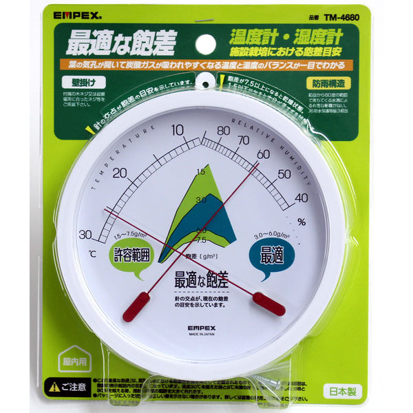 エンペックス気象計 最適な飽差 防雨型飽差温度・湿度計 TM-4680