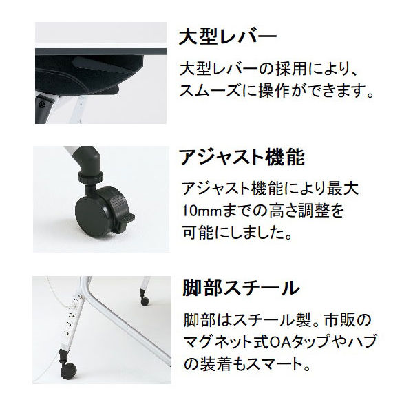 【組立設置込】プラス リネロ2 フォールディングテーブル 幕板なし・棚板なし 1500×600×700mm LD-520TN-70  617982（直送品）