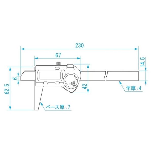 エスコ 150mm デプスゲージ(デジタル/片側ベース) EA725F-91 1個（直送