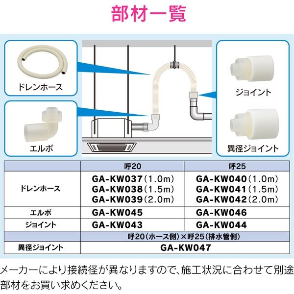 カクダイ GAONA GA-KW051 断熱ドレンホースセット25 1m 1セット（直送品） - アスクル