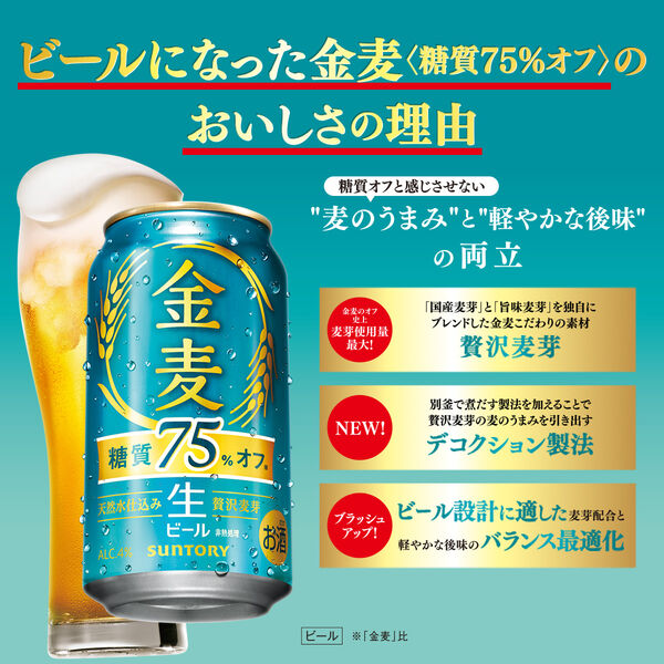 ビール サントリー 金麦 糖質75％オフ 350ml 缶 2ケース(48本) (旧