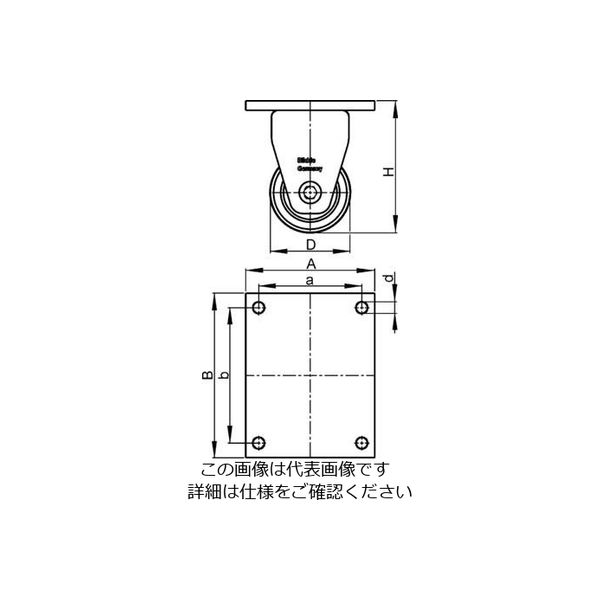 エスコ 100mm キャスター(固定金具・ツインホイール) EA986JW-100 1個