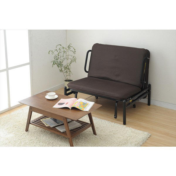 YAMAZEN　折りたたみソファーベッド　幅995×奥行2010×高さ435mm　ダークブラウン/ブラック　（直送品） ベッド PE1845658624(14117円)