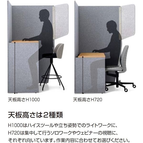 組立設置込】コクヨ ヴェルテ 集中ブース 3.0side 天板高さ720mm