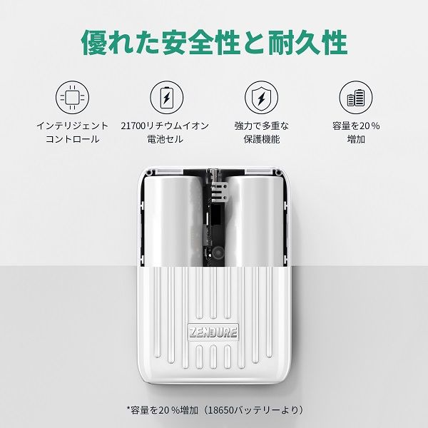 モバイルバッテリー/ZENDURE>SuperMini ホワイト 10000mAh USB