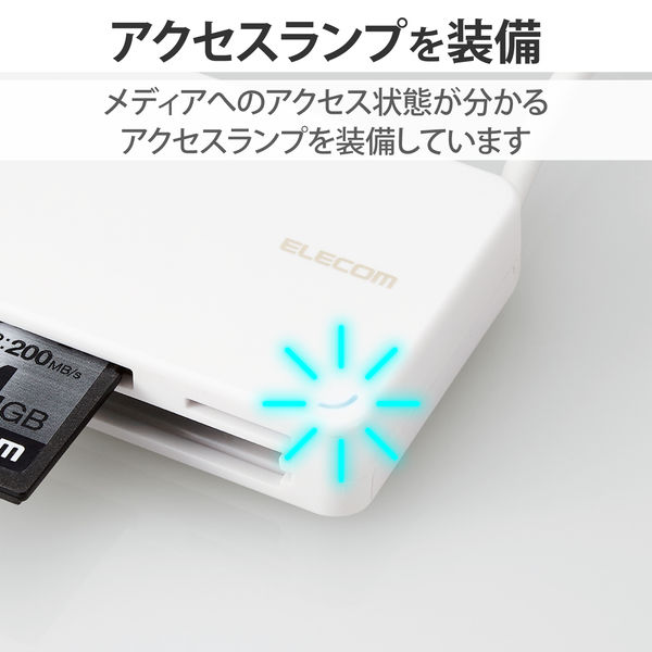 カードリーダー USB2.0 ケーブル収納タイプ ホワイト MR-K304WH