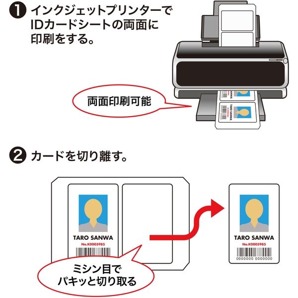 サンワサプライ インクジェット用IDカード（穴なし・50シート入り） JP-ID03N-50 1個