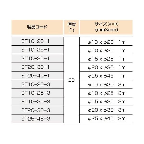 スリーハイ シリコンスポンジチューブ φ20×φ30 1m ST20-30-1 1本 64