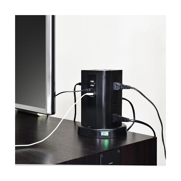エスコ AC100V/14Ax2m タップ(12口/USBポート/タワー型) EA815GN エスコ AC100V/14Ax2m タップ(12口/USBポート/タワー型) EA815GN