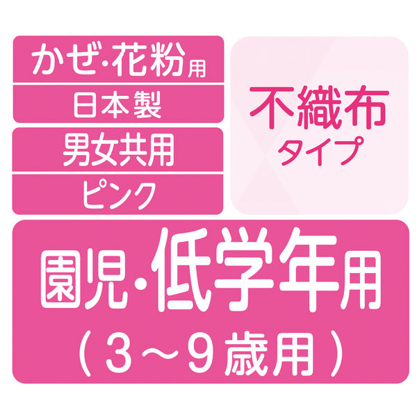 超立体マスク 遮断 子ども用 ピンク 1セット（20枚入×3袋）ユニ