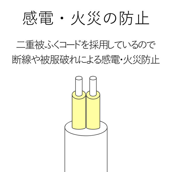 延長コード 電源タップ 二重構造 1m 3ピン 6個口 マグネット付 抜け止め T-WRM3610LG/RS エレコム 1個 - アスクル