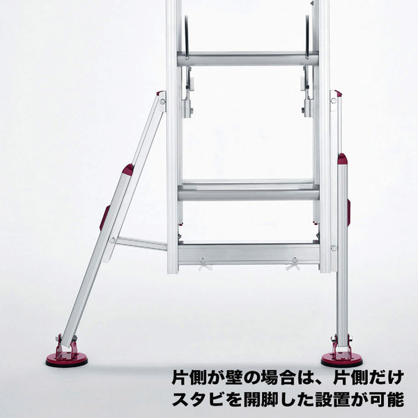 長谷川工業　脚部伸縮式スタビライザー付2連はしご　ハチ型　LSS21.0-44　（直送品）