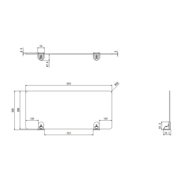 林製作所 アクリル デスクサイドパネル クリアフロスト（半透明） 吸盤
