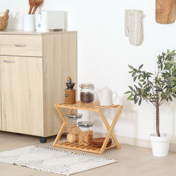 不二貿易 フォールディング ウッドラック リム 2段 幅450×奥行270×高