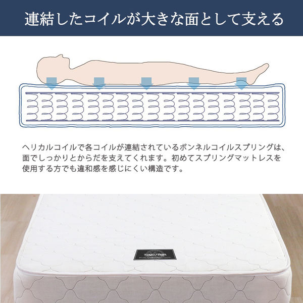 ホワイト マットレス 軒先渡し】友澤木工 ボンネルコイル マットレス 幅900×奥行1950