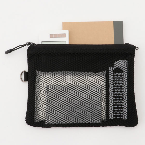 無印良品 ポリエステルダブルファスナーケース M 黒 約13.5×19cm