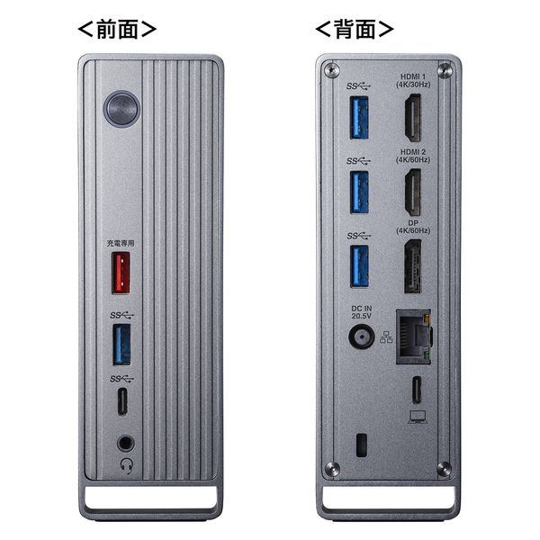 サンワサプライ USB Type-Cドッキングステーション（4K×3画面出力対応） USB-CVDK10 1個（直送品） - アスクル