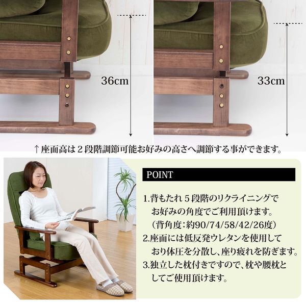 軒先渡し】サンハーベスト 折りたたみ式 木肘回転座椅子 幅620×奥行990×高900mm グリーン SP-823R(C-01)GN 1台（直送品）  - アスクル