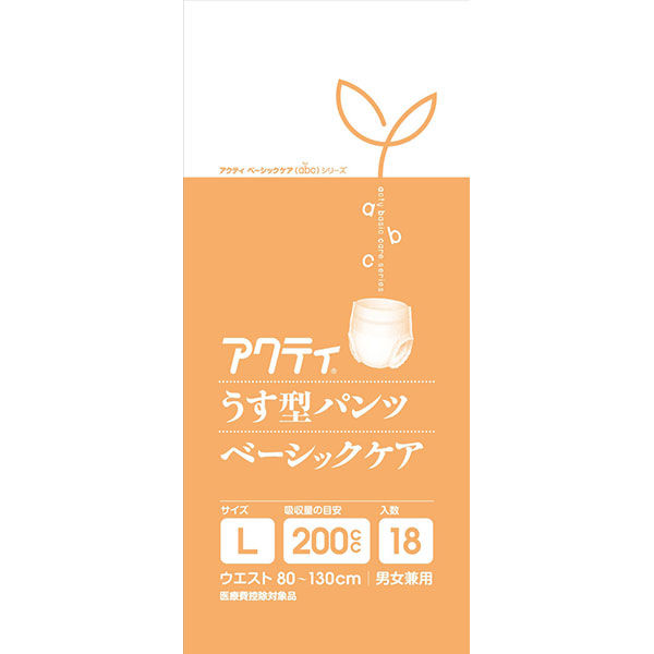 日本製紙クレシア アクティ うす型パンツ ベーシックケアLサイズ