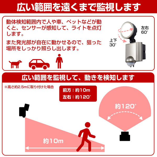 朝日電器 ＬＥＤセンサーライト2灯 ESL-SS1002AC 1個 - アスクル