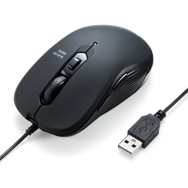 有線マウス 5ボタン 中型サイズ ブルーLED 400-MA096 サンワサプライ