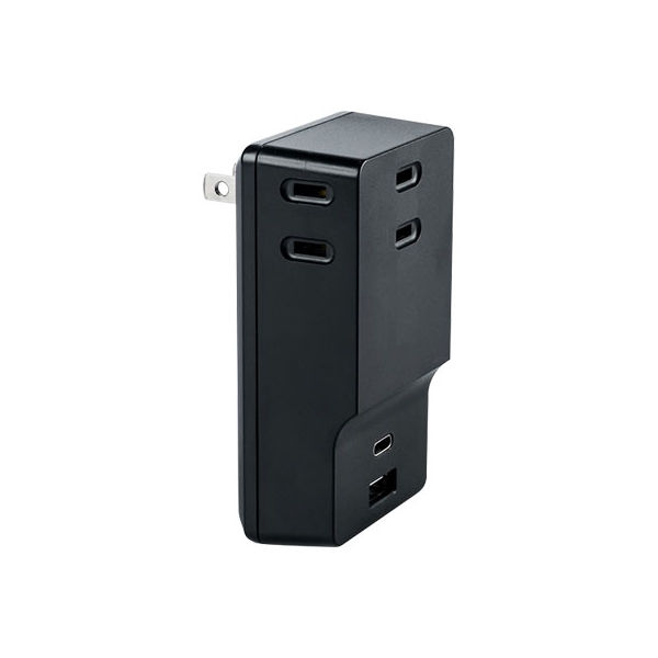 サンワダイレクト コンセントタップ付きUSB充電器 700-AC018BK 1個