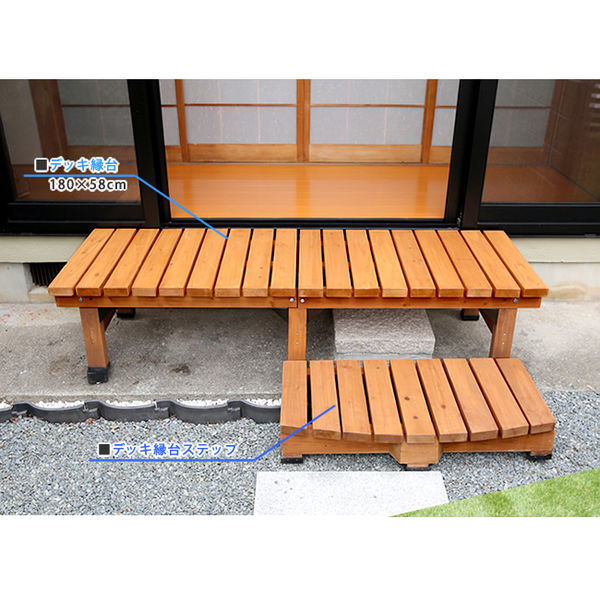 住まいスタイル デッキ縁台 1台 ステップ1台 ダークブラウン DE
