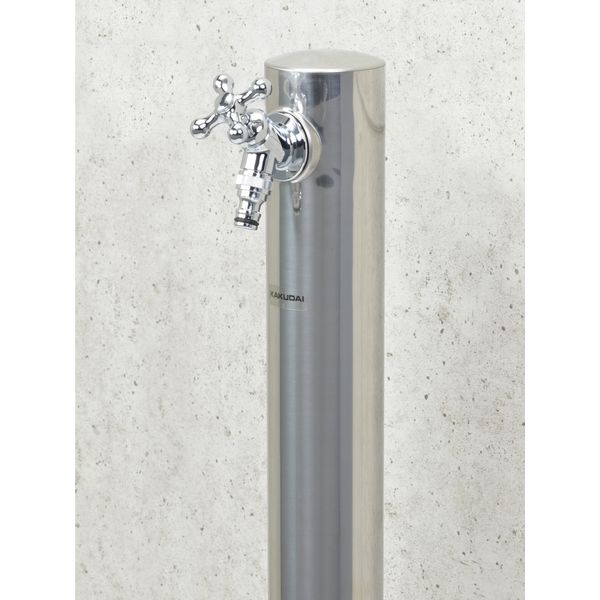 カクダイ ガオナ 水栓柱 ステンレス （立水栓 ガーデン 丸型 鏡面