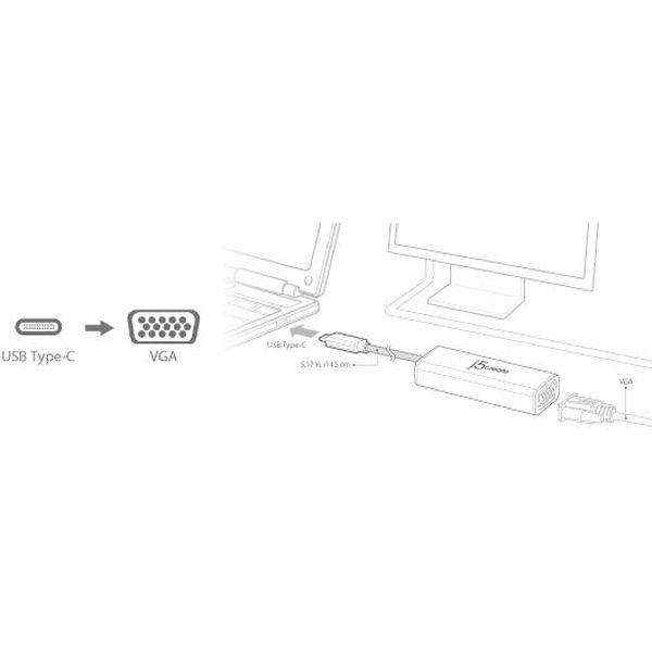 j5create USB Type-C to VGA ディスプレイアダプター JCA111-A（直送品） - アスクル