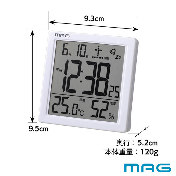 ノア精密株式会社 MAG デジタル目覚まし時計カッシーニ T-726 WH