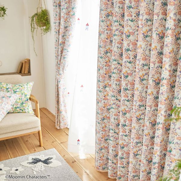 スミノエ MOOMIN セミオーダー カーテン コバナドレープ 1800×2150mm ピンク 1セット(2枚入)（直送品）